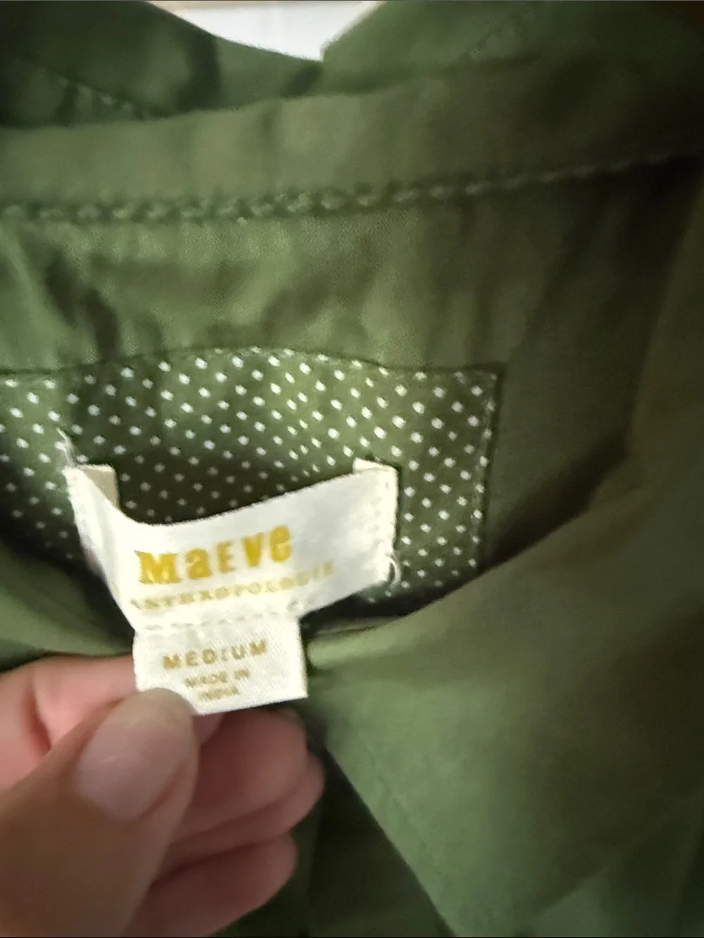 Maeve Olive Green Button-Up Sleeveless Dress - Picture 3 of 3